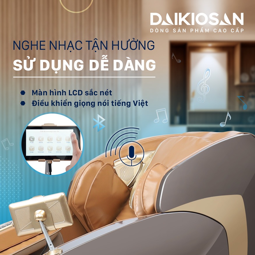 Daikiosan DKGM-20004 còn có thể kết nối bluetooth để bạn vừa massage vừa nghe nhạc